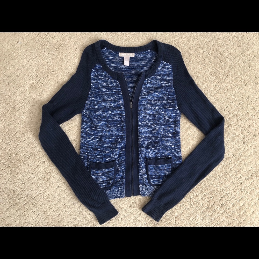 Banana Republic Womens Navy Knit Zip Sweater- SzS
